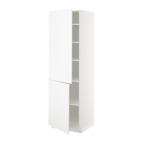 Mueble METOD blanco, diseño moderno, acabado brillante, forma rectangular alta, con estantes ajustables.