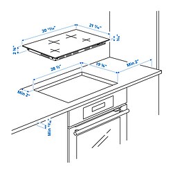 Measurement Illustration - FLACKSTA induction cooktop