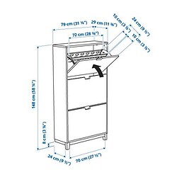 Ilustración de medidas - STÄLL armario zapatos con 3 compartimientos