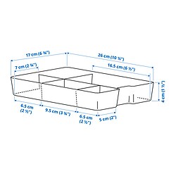 Measurement Illustration - KUGGIS insert with 5 compartments