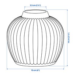 Ilustración de medidas - PELARBJÖRK florero