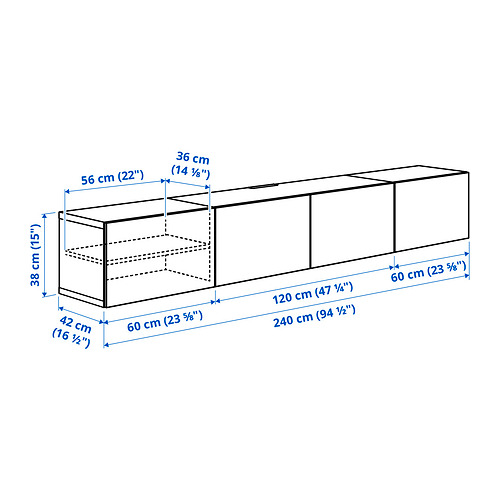 Ilustración con medidas del producto: BESTÅ.