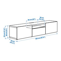 Ilustración de medidas - BESTÅ mueble para TV