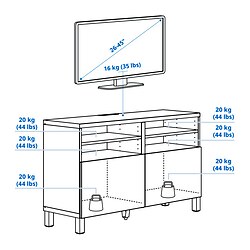 Measurement Illustration - BESTÅ TV bench with doors