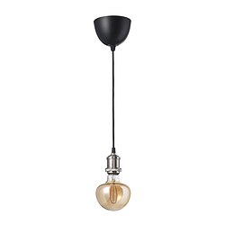 JÄLLBY/MOLNART, pendant lamp with LED bulb, Nickel plated