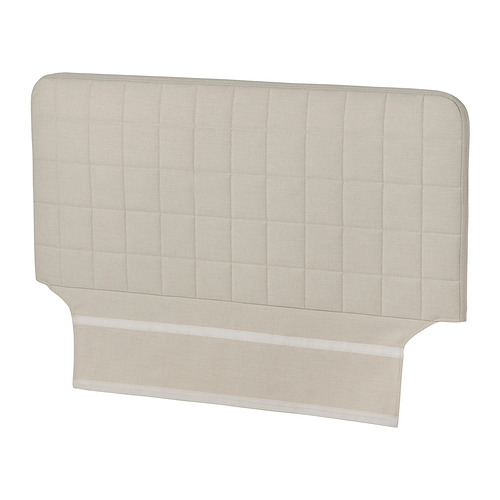 Cabecero SLÄKT, beige, acolchado, rectangular, tapizado, de fácil montaje.