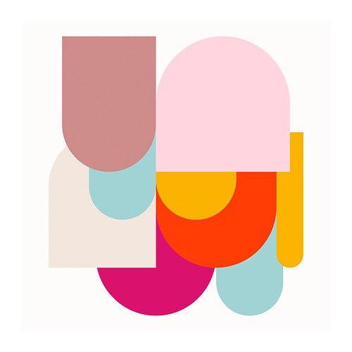 Cartel de PJÄTTERYD; formas coloridas y geométricas; tonos pastel; Diseño abstracto.