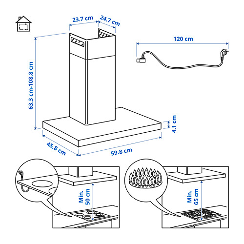 Ilustración con medidas del producto: MATÄLSKARE.