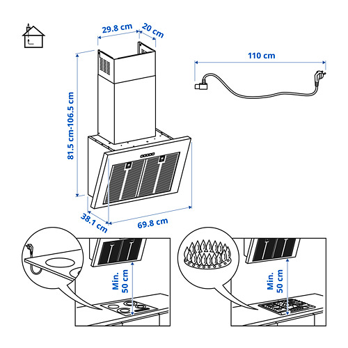 BEMÖTA, wall mounted range hood. 8 of 9 open dialog
