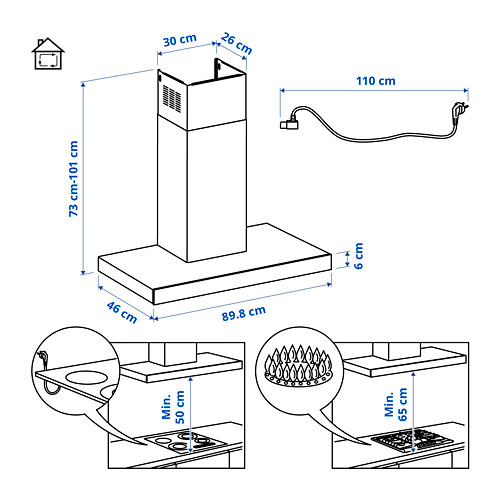 KULINARISK, wall mounted range hood. 9 of 10 open dialog