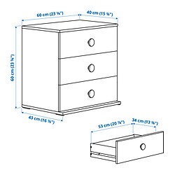 Measurement Illustration - GODISHUS 3-drawer chest