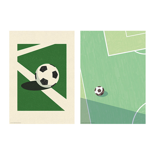 Dos carteles; Un tema de fútbol, un diseño abstracto.