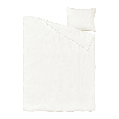 Conjunto nórdico blanco SCHERSMIN, suave muselina de algodón, diseño rectangular sencillo.