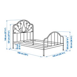 Ilustración de medidas - MELLGRUND base de cama