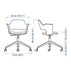 Measurement Illustration - FJÄLLBERGET conference chair with casters