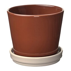 FJÄRILSBUSKE, plant pot, Red / brown light beige