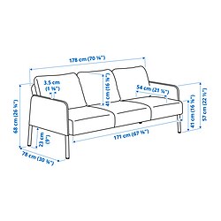 Measurement Illustration - GLOSTAD 3 seats sofa with chaiselongue