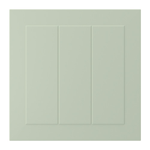Puerta de armario verde STENSUND con paneles ranurados, superficie lisa lacada, forma rectangular.