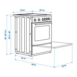 Measurement Illustration - ÖRMINGE range with induction cooktop