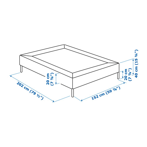ESPEVÄR base de cama con tablillas, patas y funda