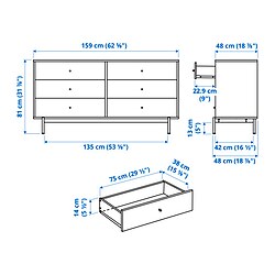Measurement Illustration - RÅDMANSÖ 6-drawer dresser