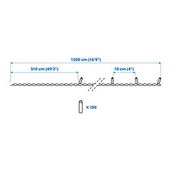 Ilustración de medidas - GETKÅL cadena de iluminación LED