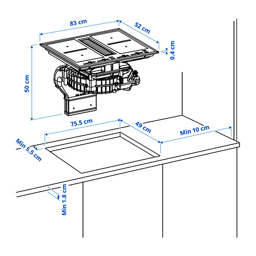TÄCKNAN, Induction hob with built-in extractor. 11 of 11 open dialog