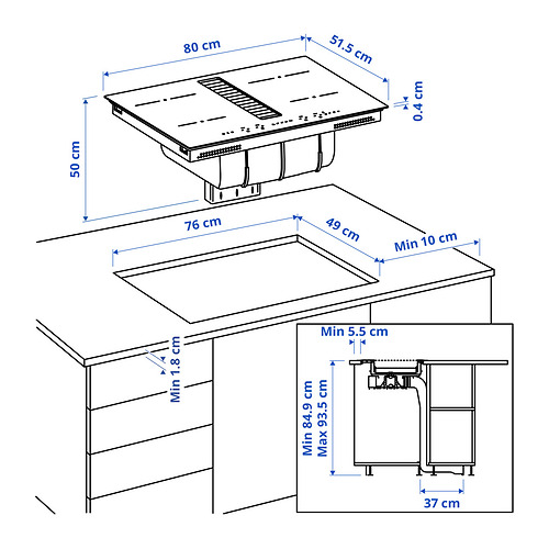 TÄCKNAN, ind hob/int extractor w recirc kit. 13 of 14 open dialog