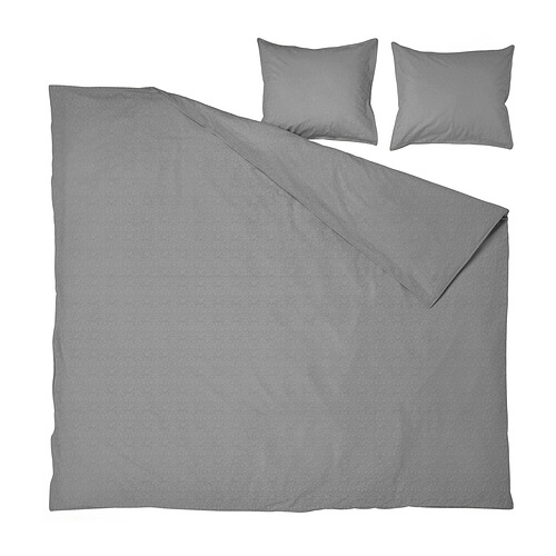 Juego de cama gris ÄNGSLILJA: edredón y 2 almohadas, algodón lavado suave.