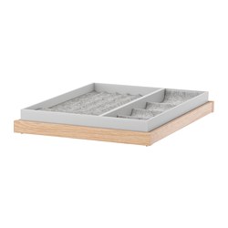 KOMPLEMENT, pull-out tray with insert, White stained oak effect