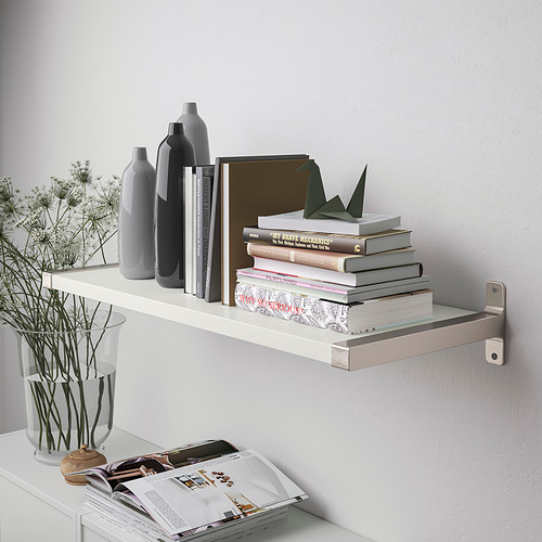 Estantería de pared con libros, jarrones y plantas. Soporta hasta 10 kg.