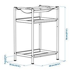 Ilustración de medidas - SPÄND pata de mesa con almacenaje