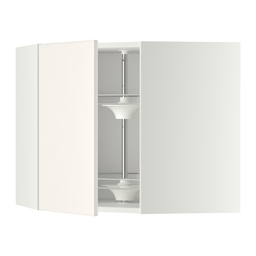 Juego de muebles de cocina blancos METOD de líneas suaves, estantes de cristal y muebles ajustables.