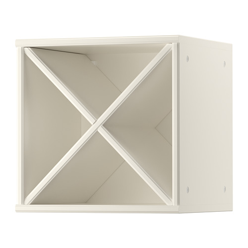 Una estantería de vinos TORNVIKEN blanca, con un diseño abierto ideal para exponer botellas. Fabricado en tableros de fibra con una estética moderna y limpia.