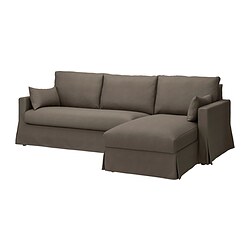 HYLTARP, sofá 3 plazas con chaiselongue derecha, Gransel marrón grisáceo