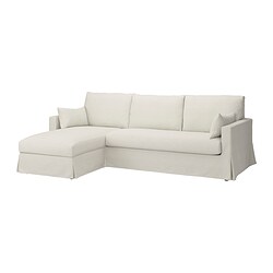 HYLTARP, 3-seat sofa with chaiselongue left, Gransel natural