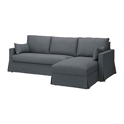 HYLTARP, sofá 3 plazas con chaiselongue derecha, Gransel gris