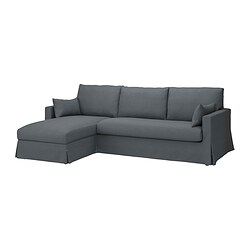 HYLTARP, 3-seat sofa with chaiselongue left, Gransel grey