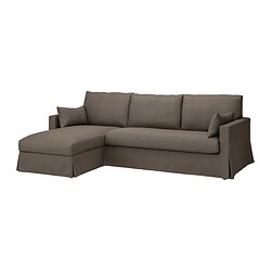 HYLTARP, 3-seat sofa with chaiselongue left, Gransel grey brown