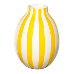 BLODBJÖRK, vase, Striped white / yellow