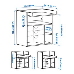 Measurement Illustration - SMÅSTAD changing table/desk