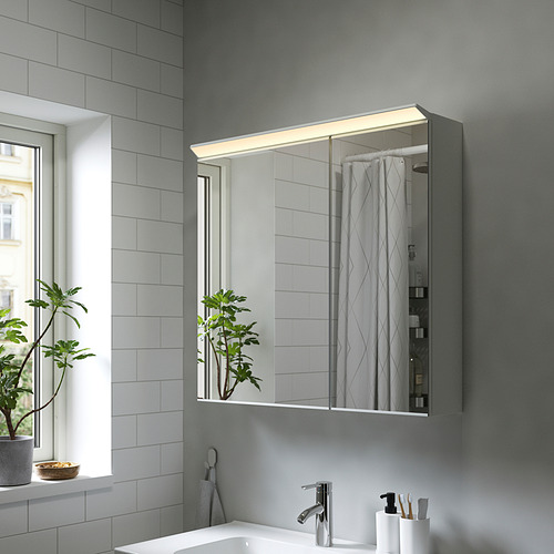 TREASJÖN, mirror cabinet w/2 doors & light 3 of 8 open dialog