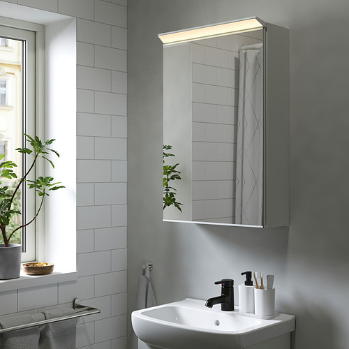 TREASJÖN, mirror cabinet w/1 door & light 2 of 6 open dialog