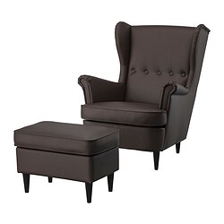 STRANDMON, sillón y reposapiés, Grann / Bomstad marrón oscuro