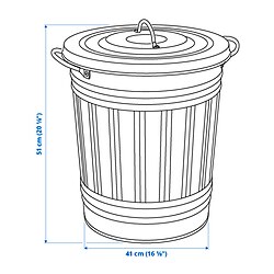 Ilustración de medidas - KNODD cubo con tapa
