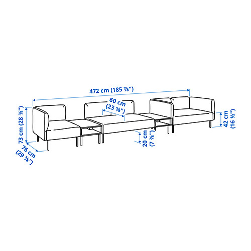 LILLEHEM, 5 seat module sofa with side table. 5 of 9 open dialog