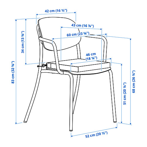 Ilustración con medidas del producto: VISINGSÖ.