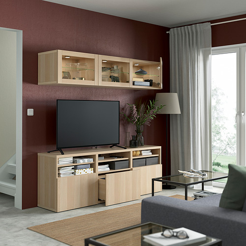 BESTÅ, TV storage combination with drawer runner, soft-closing. 2 of 12 open dialog