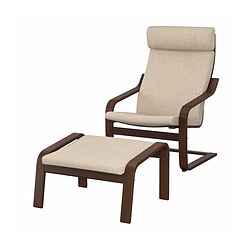 POÄNG, sillón y reposapiés, Hillared beige