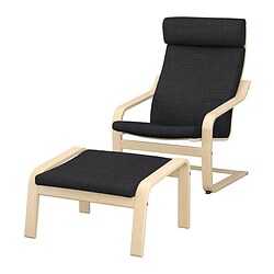 POÄNG, sillón y reposapiés, Hillared antracita